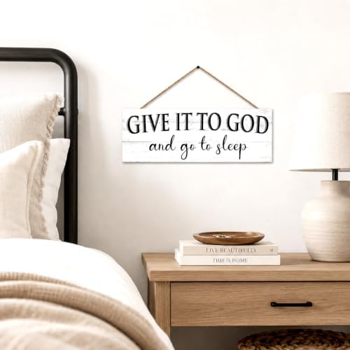 Give It to God and Go to Sleep Sign Wall Decor for Bedroom 6"x14.5" - Image 6