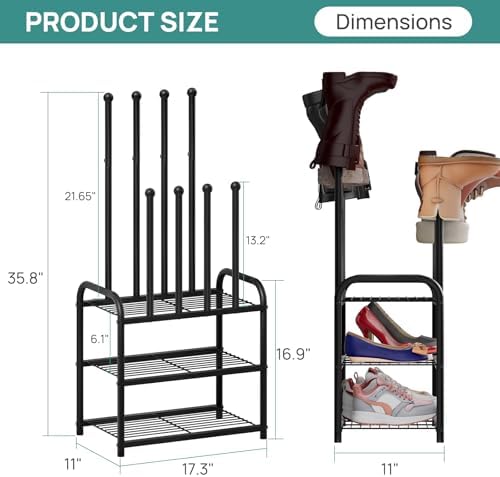 viewcare Black Boot Rack, Small Boot Rack Organizer, Tall Boots with Shoe Rack for Closet, Shoe Shelf Storage Organizer for Entryway Small Space - Image 7