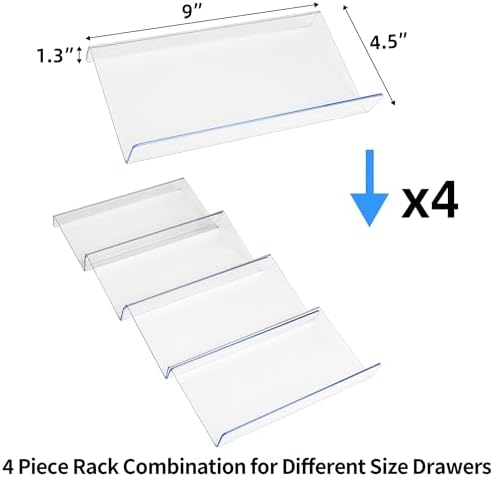 MIUKAA Clear Spice Drawer Organizer, 4 Pcs Seasoning Rack(jar not included) - Image 6