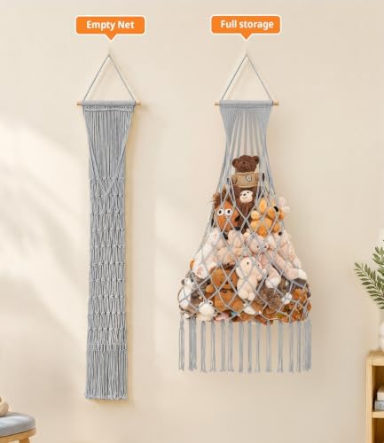 Stuffed animal net Hammock - Large 44'' H, Space-Saving (Silver Gray) - Image 7