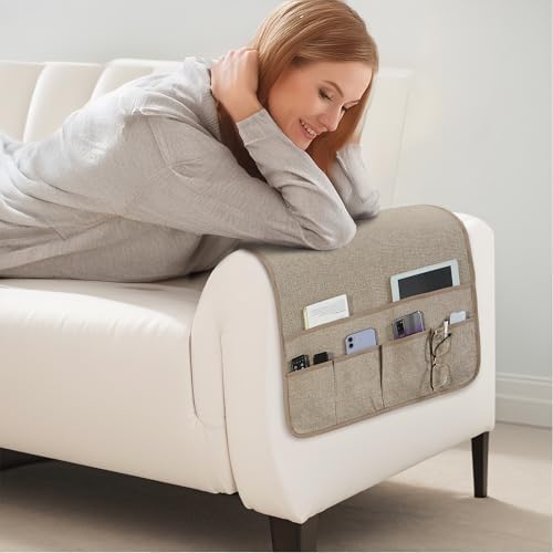 Armchair Caddy for Couch Linen Remote Control Holder with 6 Pockets 1 Piece - Image 7