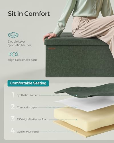 SONGMICS Storage Ottoman Bench, 30 Inches Folding Foot Rest Stool - Image 6