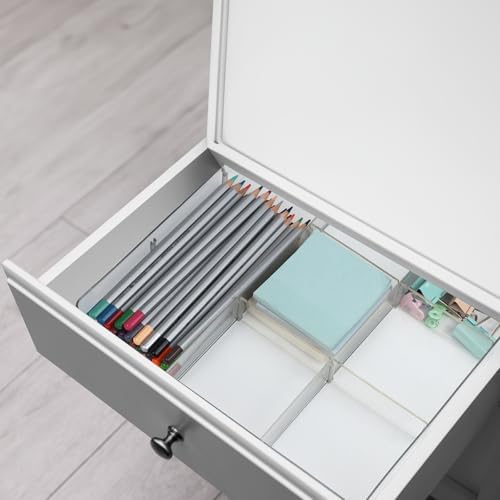 ZEXALOR Adjustable Clear Drawer Organizer, Plastic Drawer Divider Tray with Removable 9 Sections for Desk,Bathroom,Office,Makeup,Junk - Image 7