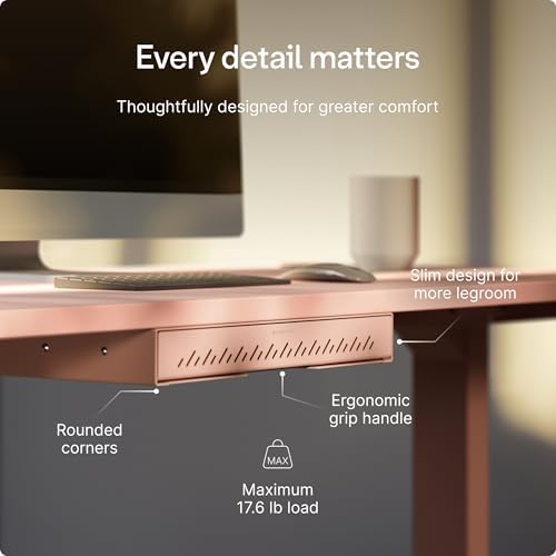 Desktronic Under Desk Drawer — Hidden Under-Desk Storage Organizer, Easy Install, Large Capacity Metal Sliding Drawer for Home Office, Standing Desk & Workstation (Pink) - Image 7