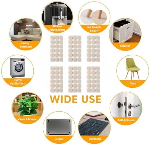 Furnigear Felt Furniture Pads for Hardwood Floors - Self Adhesive Chair Felt Pads, Floor Protector for Furniture Feet, Furniture Sliders Moving Your Furniture Smoothly - Anti Scratch 96 Pcs 3/4" Round - Image 6