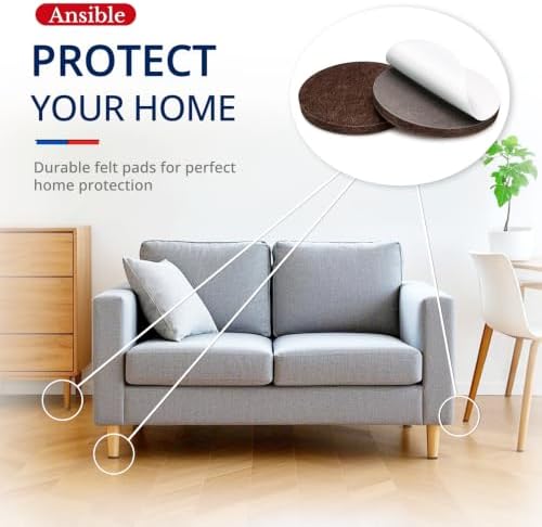 Ansible 60 PCS Felt Furniture Pads 1" for Hardwood Floors - Image 6
