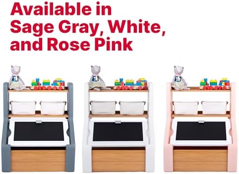 Step2 Harmony Toy Storage Box, Wood and Plastic, Shelves for Books, Toy Storage Bin with Chalkboard Lid and Clip, Easel and Toy Organizer in One, White - Image 6