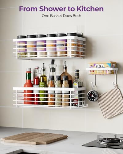 ODesign Shower Caddy Adhesive Stainless Steel Storage Organizers (White, 3 Pack) - Image 6
