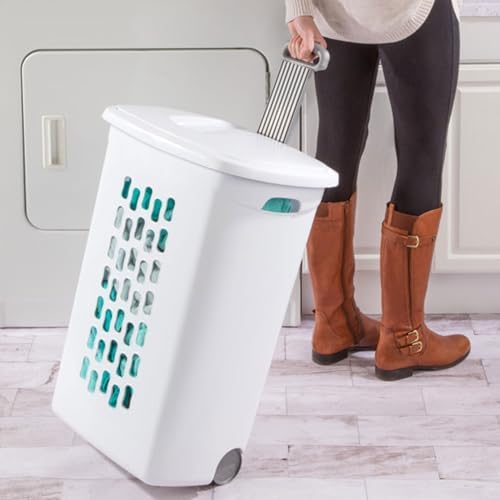 Sterilite Ultra Wheeled Hamper, Laundry Basket w/Flip-Top Lid, 6-Pack - Image 6