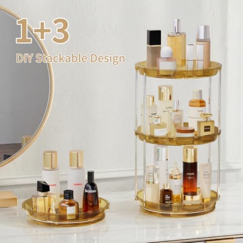 Rotating Makeup Organizer, Perfume Skincare Holder, 2 Tier 9 Inch, Amber - Image 7