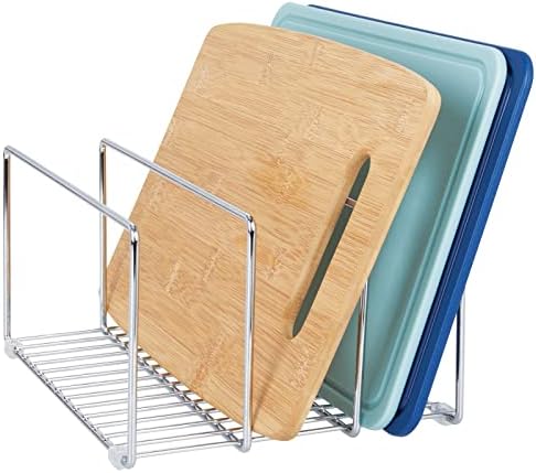 mDesign Baking Tray Rack — Wire Rack for Sorting Trays, Pans and other Cookware Items — Free-Standing Pan Stand for the Kitchen — Chrome - Image 6