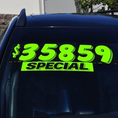 Ez-line Vinyl Windshield Stickers 3 Dozen 15 Inch Chartreuse Slogan Dealership Pro Pack for Car Lots (EZ115-Pack2)