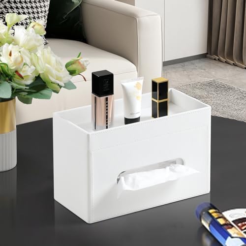 Plus Size Tissue Box Cover, Rectangle Tissue Box Organizer, White - Image 6