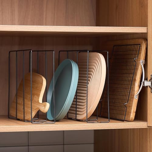 Blulu U Shaped Cookie Sheet Organizer for Cabinet Baking Sheet Organizer Kitchen Cabinet Dividers Vertical Chrome Pan Rack Storage Wires Tray Dividers Face Opening of 3.5"(Black,2 Pcs) - Image 6