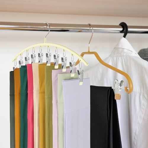Volnamal Legging Organizer for Closet,4 Pack Metal Yoga Pants Hangers,Ivory - Image 6