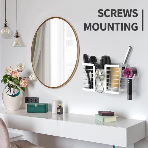 FUNKYLEE 3-in-1 Universal Hair Tool Organizer Wall Mount, White - Image 6