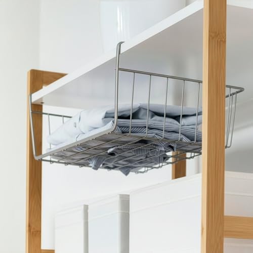 DecorRack Under Shelf Wire Basket, Space-Saving Organizer, Silver (1 Pack) - Image 7
