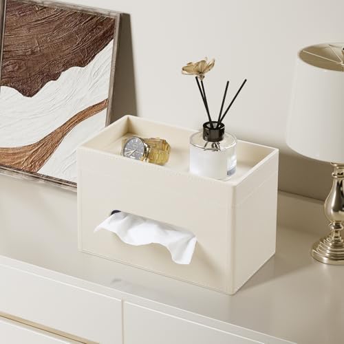Plus Size Tissue Box Cover, Rectangle Tissue Box Organizer, Beige - Image 6