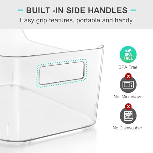 Heyuzb 8 Pack Plastic Organizer Bins and 20 Pcs Freezer Bags Multi-Use Pantry Organizers and Storage Clear Storage Bins for Organizing Kitchen, Fridge, Cabinet and Shelf - Image 7