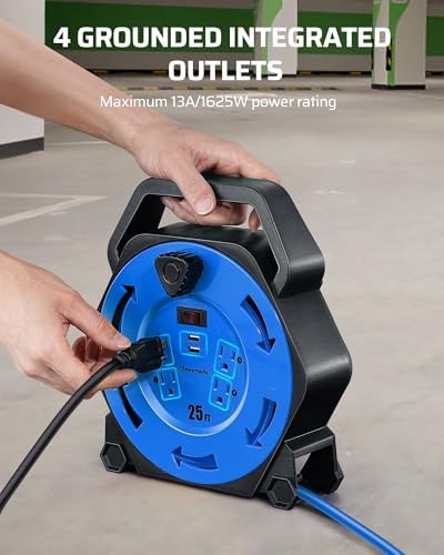 DEWENWILS 25FT Extension Cord Reel, Hand Wind Retractable Cord Reel - Image 7
