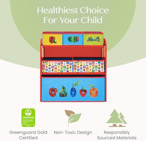 Delta Children - World of Eric Carle, The Very Hungry Caterpillar Design & Store 6 Bin Toy Storage Organizer - Greenguard Gold Certified, Red/Blue - Image 7