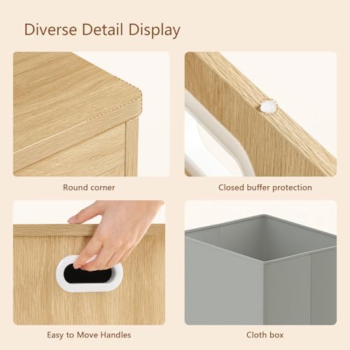 usikey 47.2" Large Storage Chest with Fabric Drawer, Toy Box with Safety Hinges, Extra Wide Storage Bench for Bedroom, Living Room, Entryway, Supports 300 lb - Image 7