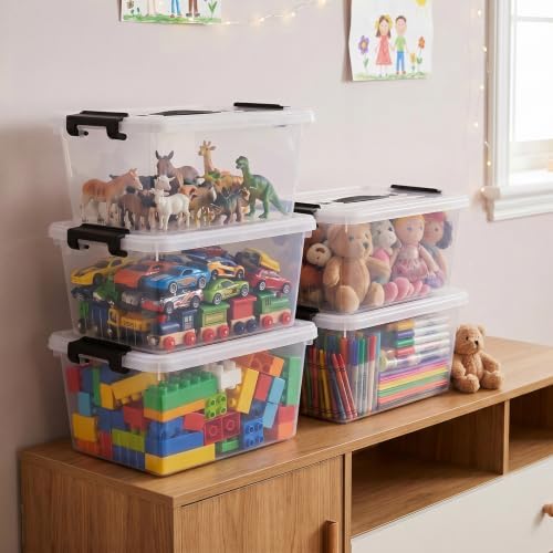 Storage Bins with Lids 6 Pack 7Qt Clear Stackable Organizer Containers - Image 7