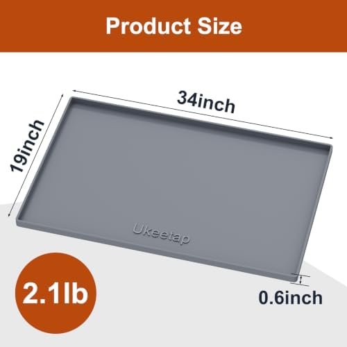 19" x 34" Extra Thick Silicone Mat Waterproof with Raised Edge, Gray - Image 7