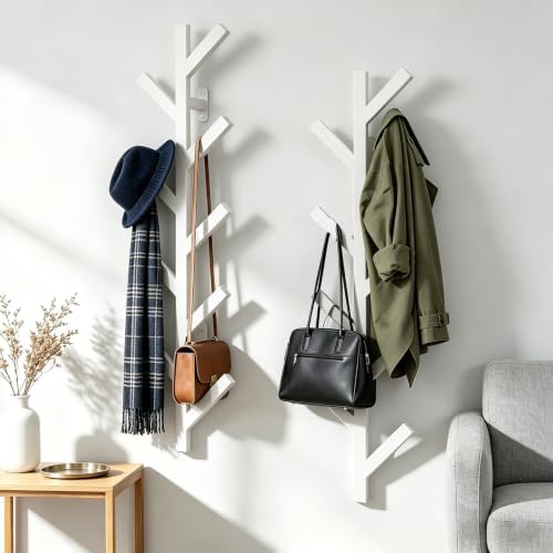 Vlush Wall-Mounted Coat Racks, 2 Pack 9 Hooks, White Coat hooks - Image 7