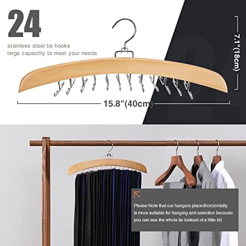 Tie Hanger 2 PCS 24 Hooks Tie Racks for Men Closet, Tie Rack with Upgraded 360°Rotating,Tie Hangers for Men,Tank Top Hanger,Neck Tie Organizer,Belts Scarves Accessories for Bras,Tank Tops - Image 7