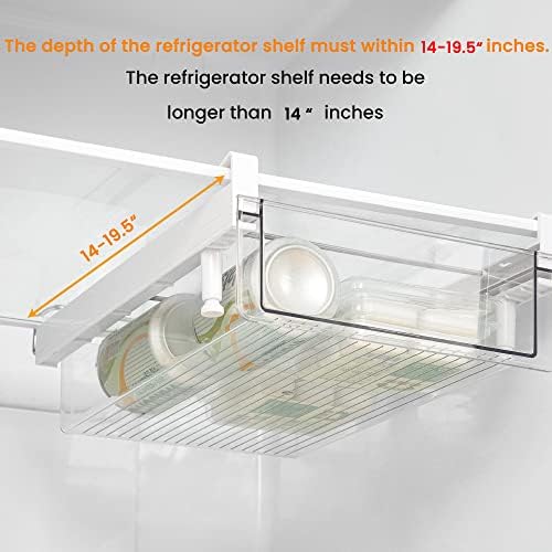 vacane Deeper Refrigerator Drawers, Adjustable Refrigerator Shelf 14-19.5 Inches Large Fridge Drawer Organizer Pull Out, Deli Meat Container for Produce, Cheese, Bacon-XL - Image 6