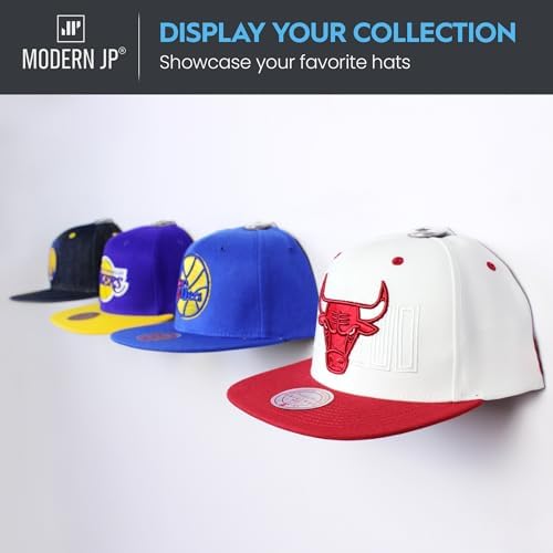 Modern JP Adhesive Hat Hooks for Wall (8-Pack) - Hat Rack for Baseball Caps, Minimalist Hat Display, Strong Hold Hat Hangers for Wall - USA Patented, Clear - Image 6