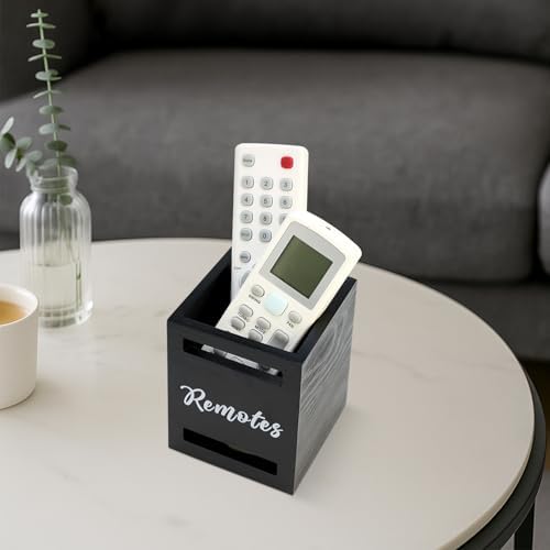 Black Wooden Table Remote Holder Wall Mount Nightstand TV Controller Caddy - Image 6