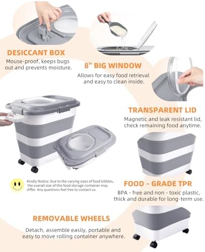 HOYTAMDAR 25-28lb Collapsible Dog Food Storage Container,Dog Food Container - Image 6
