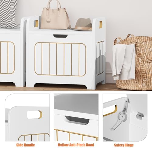 Aenuert Storage Chests, Small Cube Organizer Box,Wooden Entryway Storage (White, With Handle) - Image 7