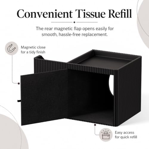 GORESE Square Tissue Box Cover with Storage Tray, Leather Tissue Box Holder - Image 7