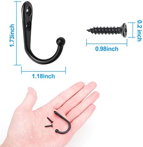 ZAYBOD 25 Pcs Black Wall Mounted Coat Hooks, Hanger Hook with 50 Pieces Screws for Hanging Hat, Towel, Key, Robe, Coats, Scarf, Bag, Cap, Coffee Cup, Mugs - Image 7