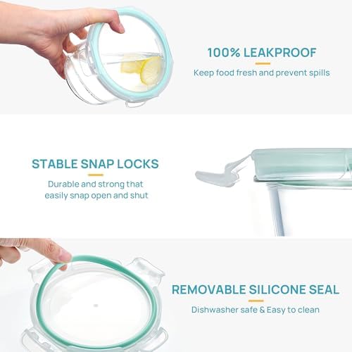 Vtopmart 5 Pack 3 Cup Glass Soup Container Set with Airtight Lids - Image 6
