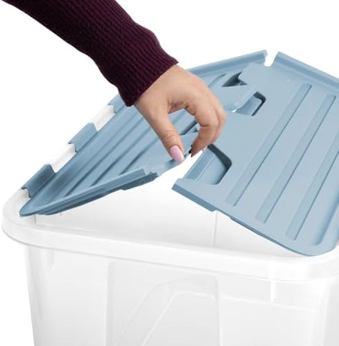 SteriliteHinged Lid Storage Box Plastic Container, 60 Quart, 18-Pack - Image 7