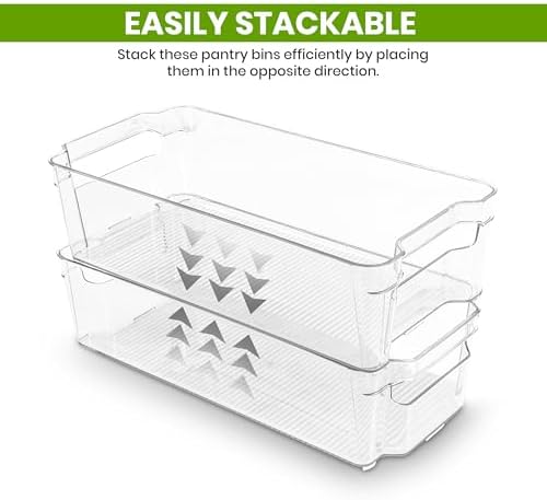 Utopia Home Plastic Stackable Storage Bins for Fridge, 8 Pack, Clear - Image 7