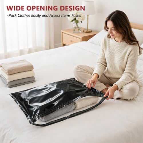 Travel Vacuum Bags for Clothing with Cordless Pump 27 Combo, Black - Image 6