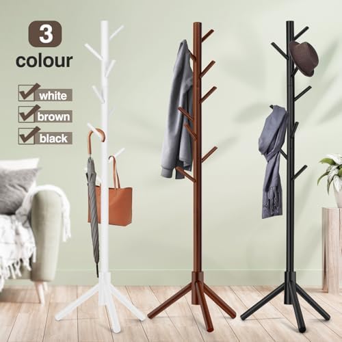 WANGMUXIA 2 PCS Coat Rack, Freestanding Coat Rack with 8 Hooks and 3 Adjustable Size Tree Coat Racks for Bedroom, Hallway, Entrance, Office, for Hats, Coats, Scarves, Handbags - Image 7
