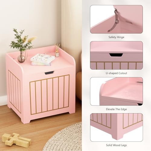 Aenuert Storage Chests, Small Cube Organizer Box,Wooden Entryway Storage (Pink, Without Handles) - Image 6