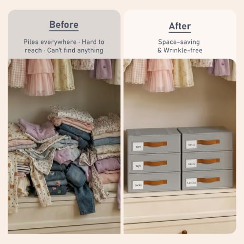 DIMJ Underwear Drawer Organizer, Stackable Bra Organizer for Closet 2 Pack, Bra Storage With Fabric Storage Drawers, Collapsible Closet Organizers for Clothes, Socks, Bra, Scarf, Baby Clothes, Gray - Image 7