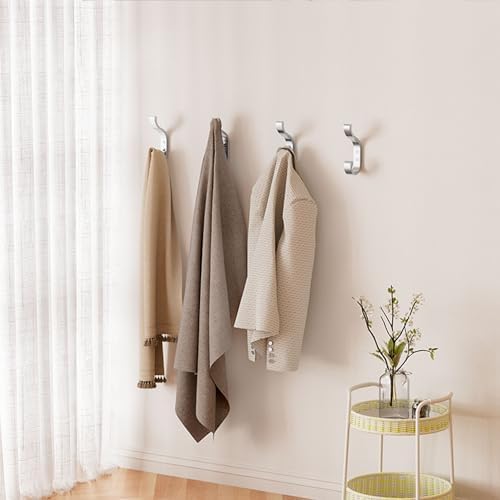 Coat Hooks Wall Mount,Heavy Duty Wall Hooks for Backpack,Towel,Silver 4 Pcs - Image 7
