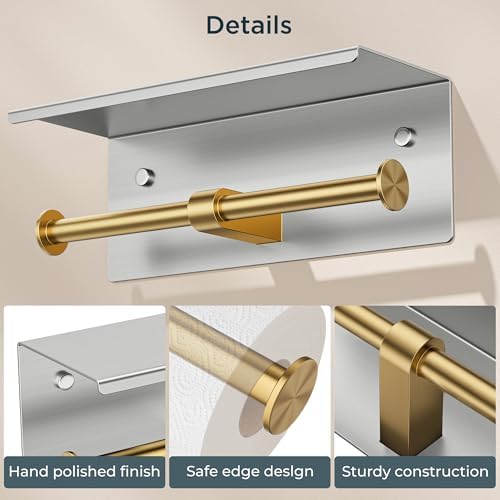 FORIOUS Toilet Paper Holder with Shelf, Commercial Toilet Paper Dispensers - Image 7
