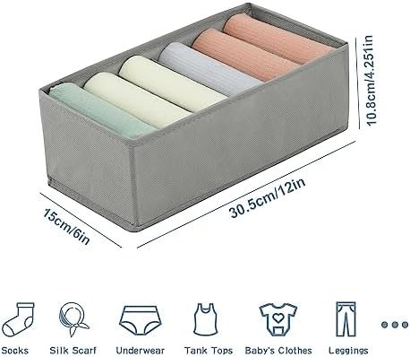 Qozary 3 Pack Sock Underwear Drawer Organizer Dividers, Non-Woven Fabric Collapsible Cabinet Closet Storage Boxes for Clothes, Socks, Lingerie, Underwear, Tie, Belt, Baby, Bedroom - Image 7