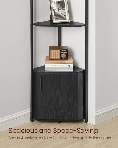 VASAGLE Corner Shelf Floor Standing, 5-Tier Bookshelf with Cabinet - Image 5