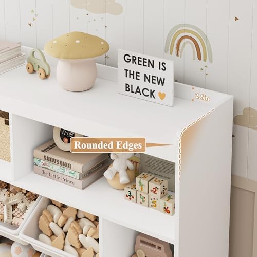 HORSTORS 55" W Toy Storage Organizer, Large Kids Bookshelf, Toy Box, White - Image 6