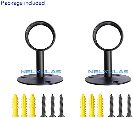 Stainless Steel Heavy Duty Closet Rod,Curtain Rod End Supports Socket with Matching Screws (1-1/2 INCH, Black) - Image 3